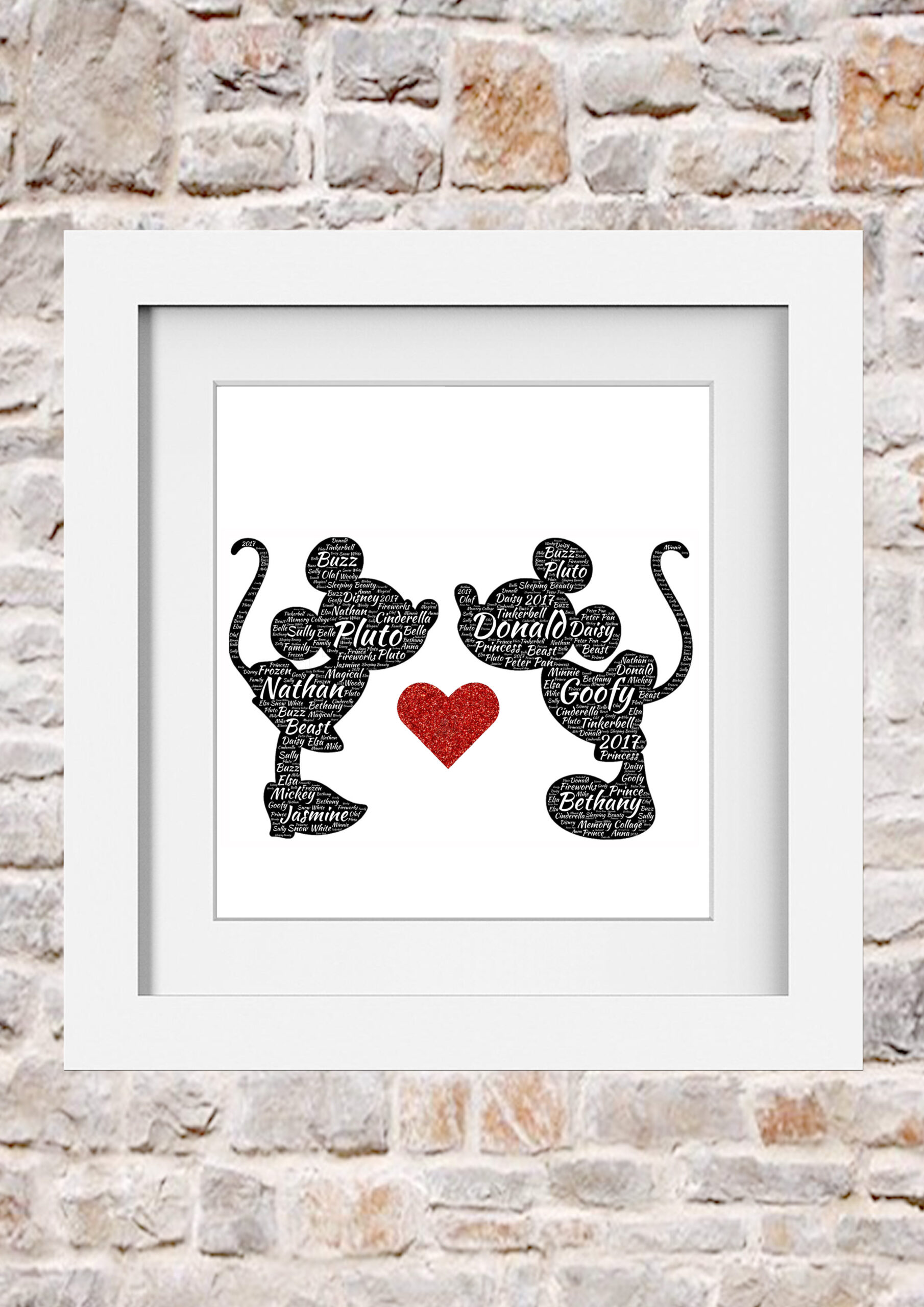 Minnie & Mickey Heart Word Art Print Collage Minnie & Mickey Heart Word Art Print Collage
