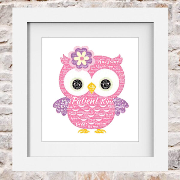 Owl Word Art Print Collage