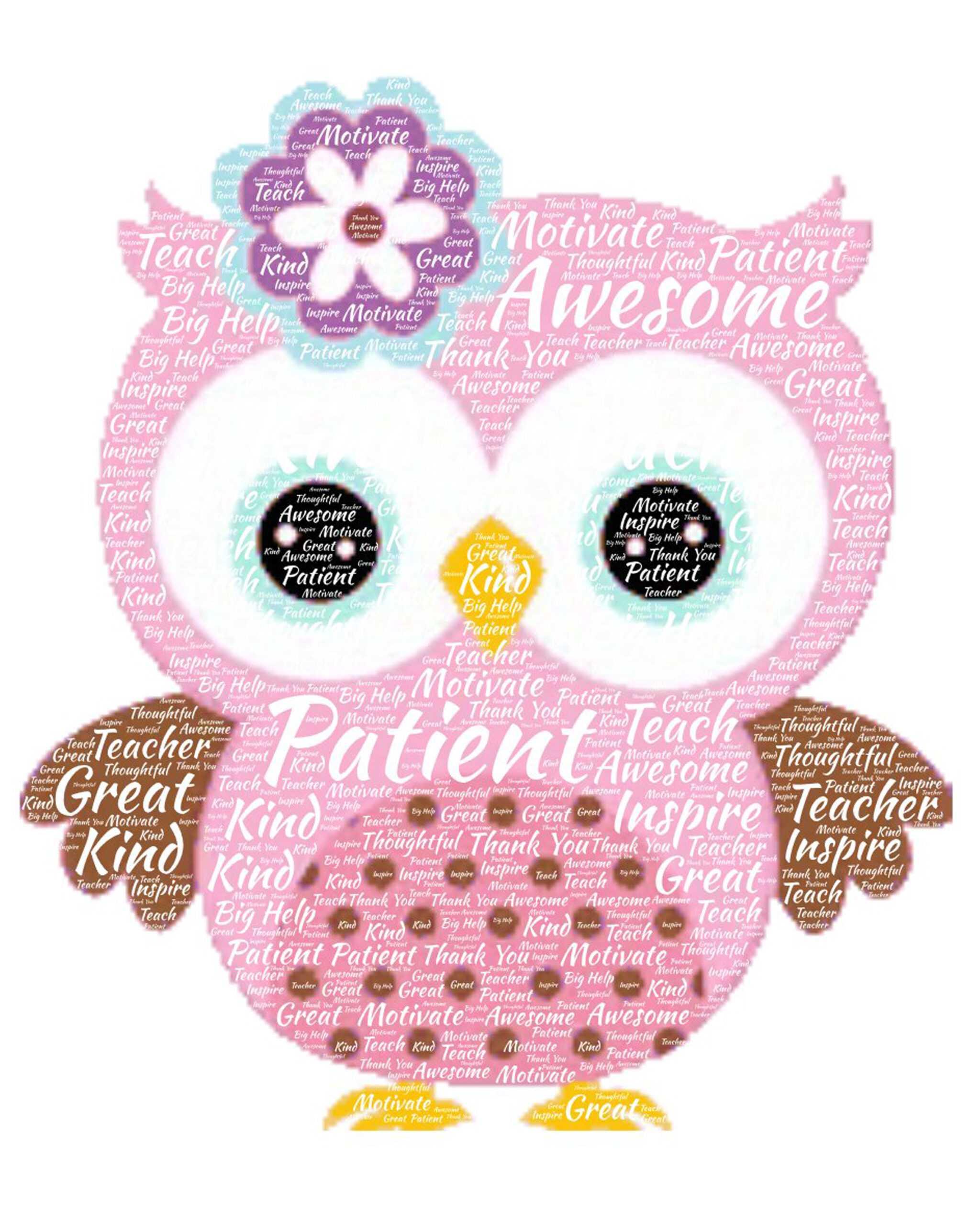 Owl Word Print Collage Design 9 - Image 2