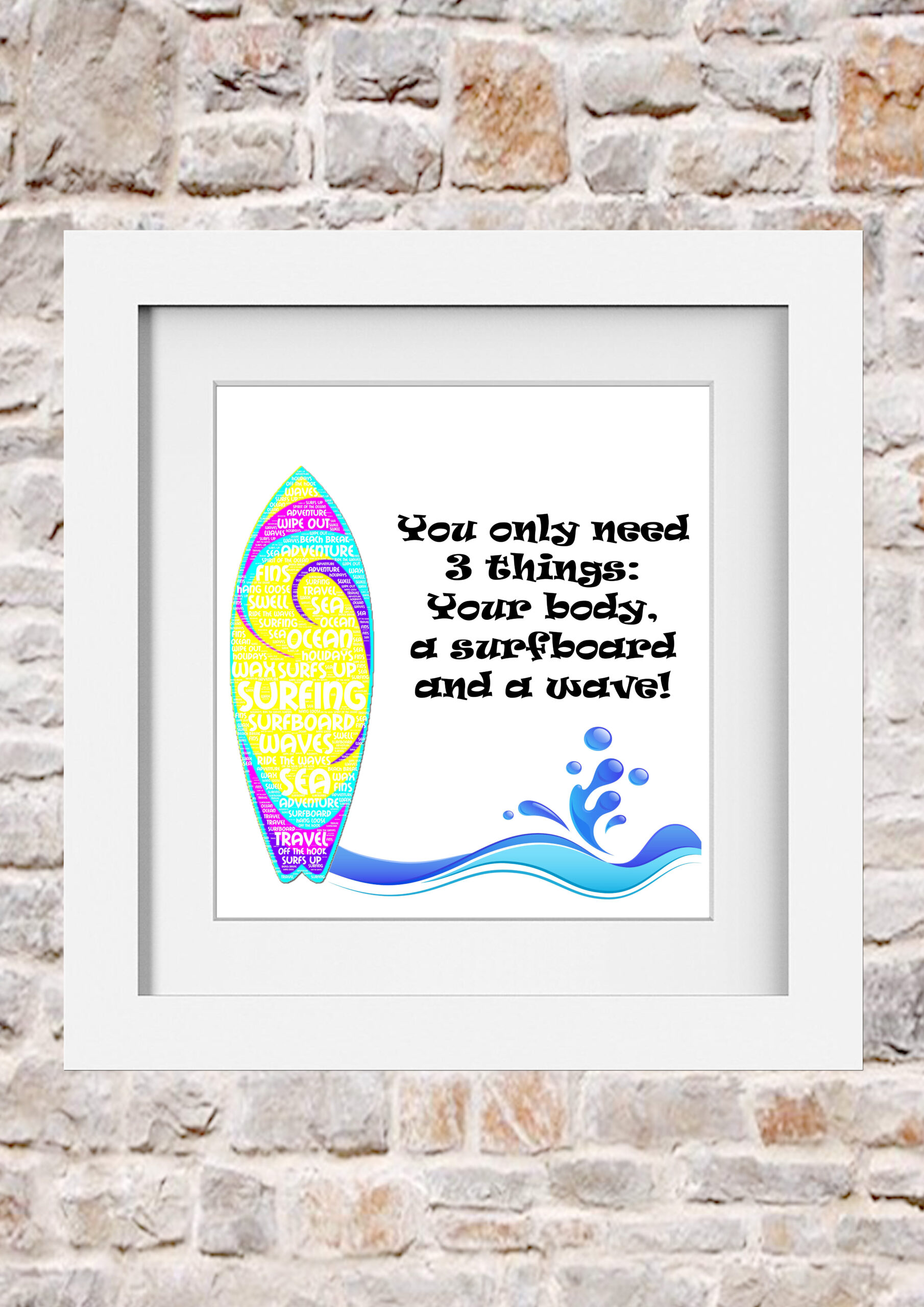 Surfboard Word Print Collage