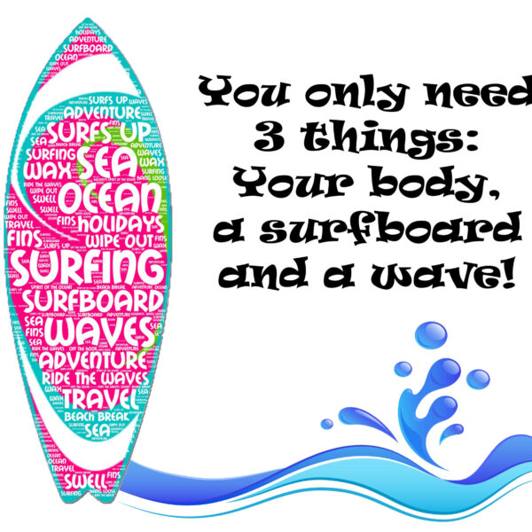 Surfboard Word Print Collage
