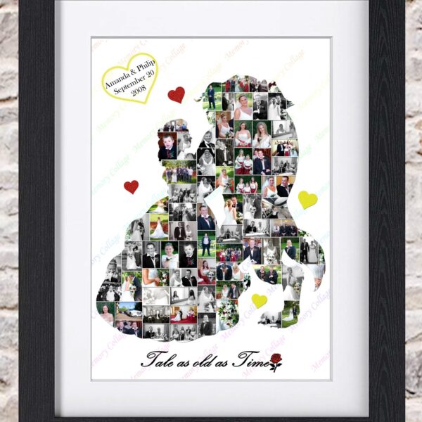 Beauty and the beast wedding photo collage
