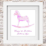 Rocking Horse Birthday Word Art Print Collage