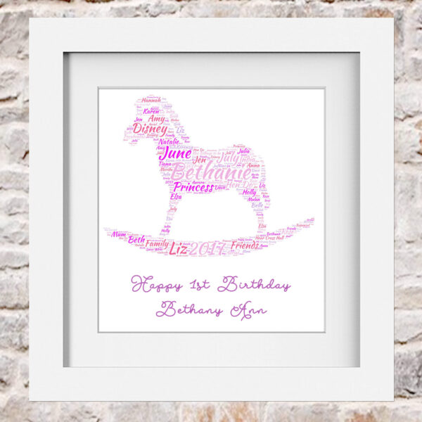 Rocking Horse Birthday Word Art Print Collage