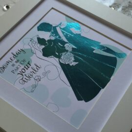 Ariel & Prince Eric Little Mermaid Disney Bride & Groom Love Quote Wedding Foil Art Print