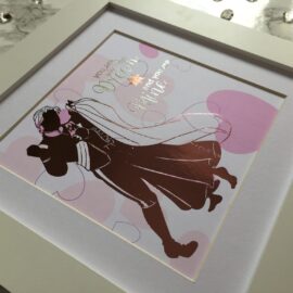 Rapunzel & Flynn Ryder Disney Bride & Groom Love Quote Wedding Foil Art Print