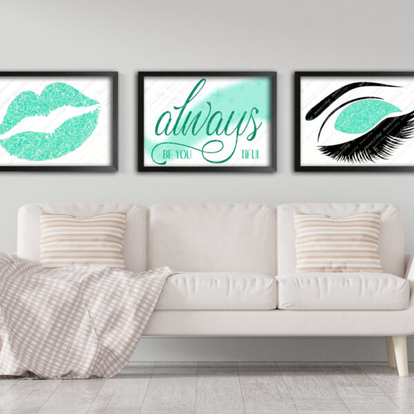 Mint Glitter effect Beautiful Wall Art Be you tiful