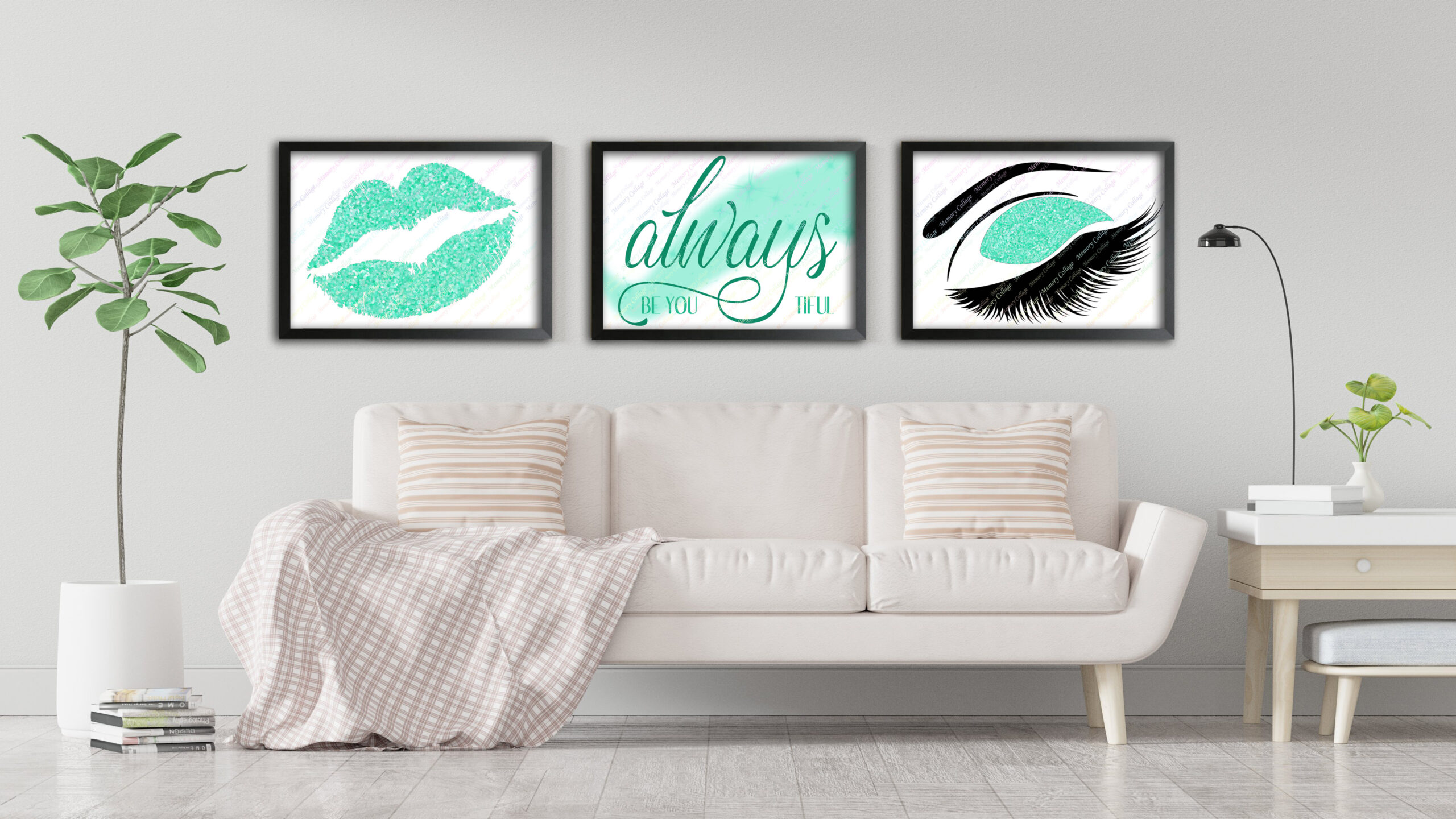 Mint Glitter effect Beautiful Wall Art Be you tiful