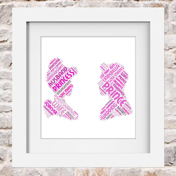 Cinderella and Prince Charming Word Art Print Collage