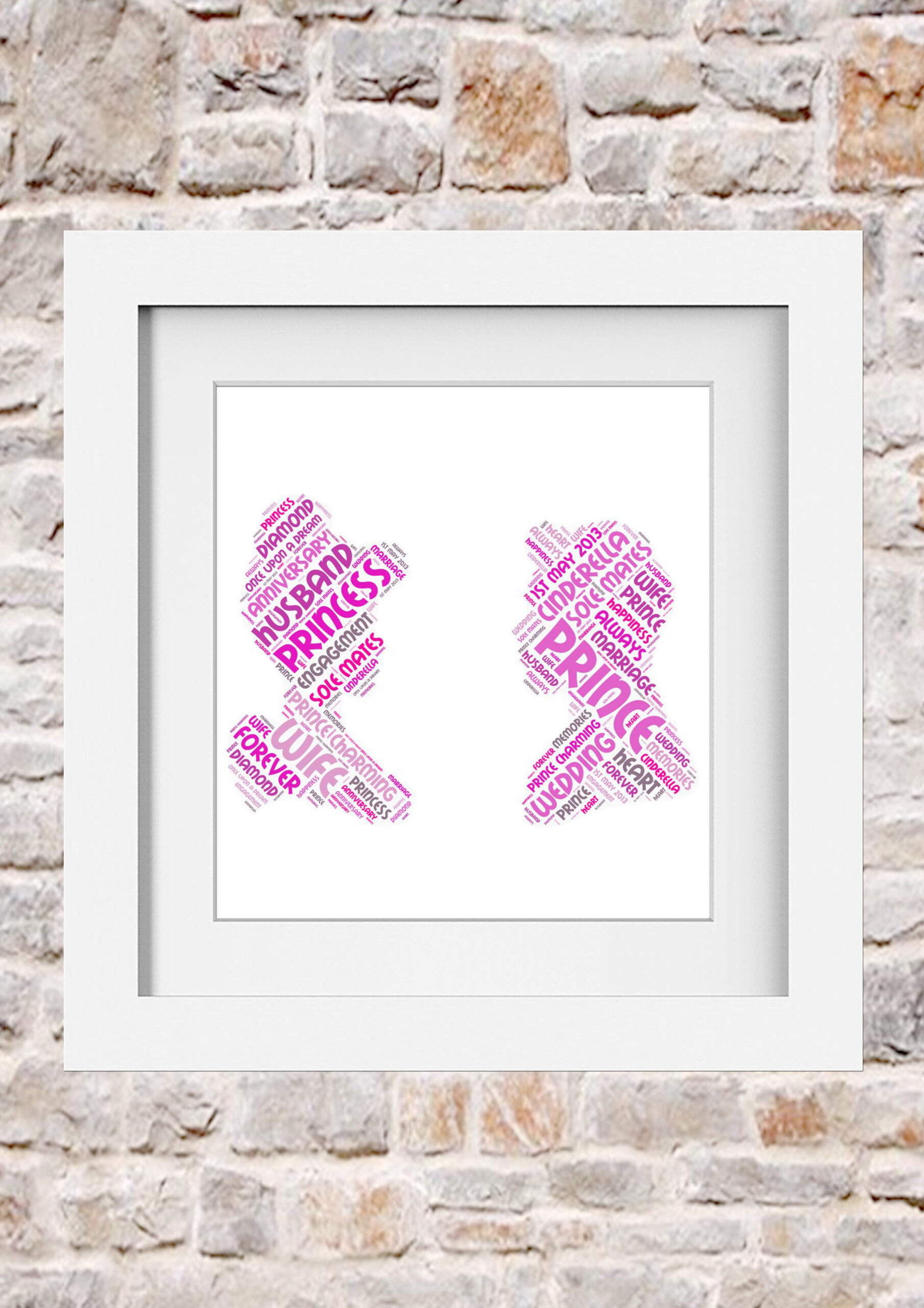 Cinderella and Prince Charming Word Art Print Collage