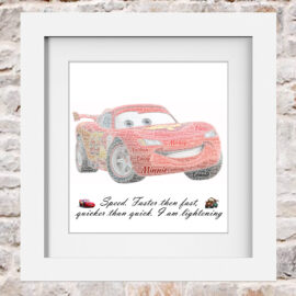 Lightening McQueen Word Art Print Collage