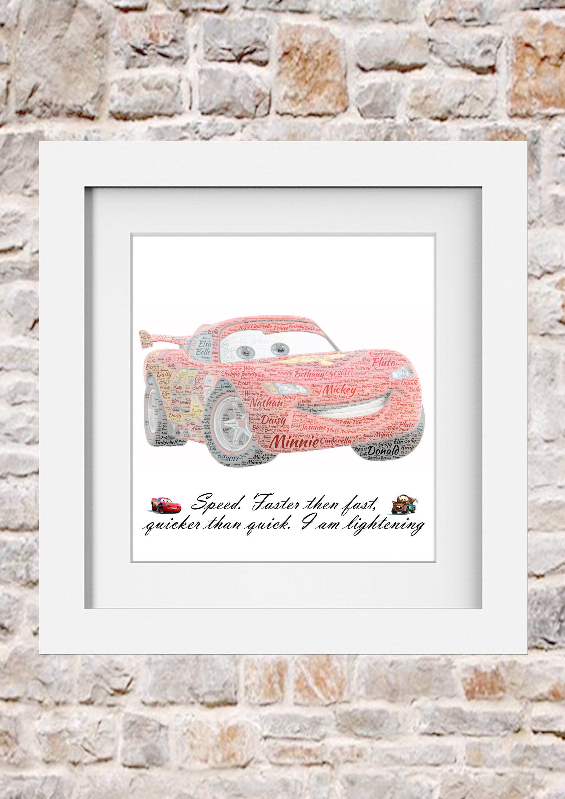 Lightening McQueen Word Art Print Collage
