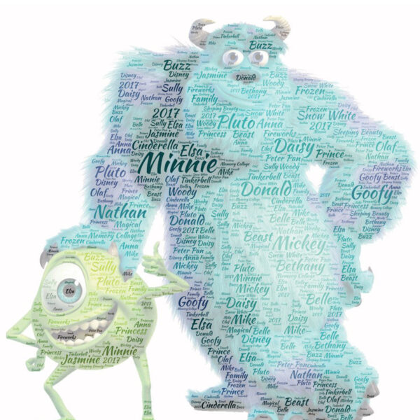 Mike & Sully Monsters Inc Word Art Print Collage