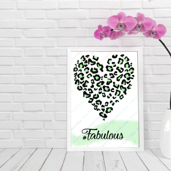 Fabulous Mint Green Leopard Print Heart