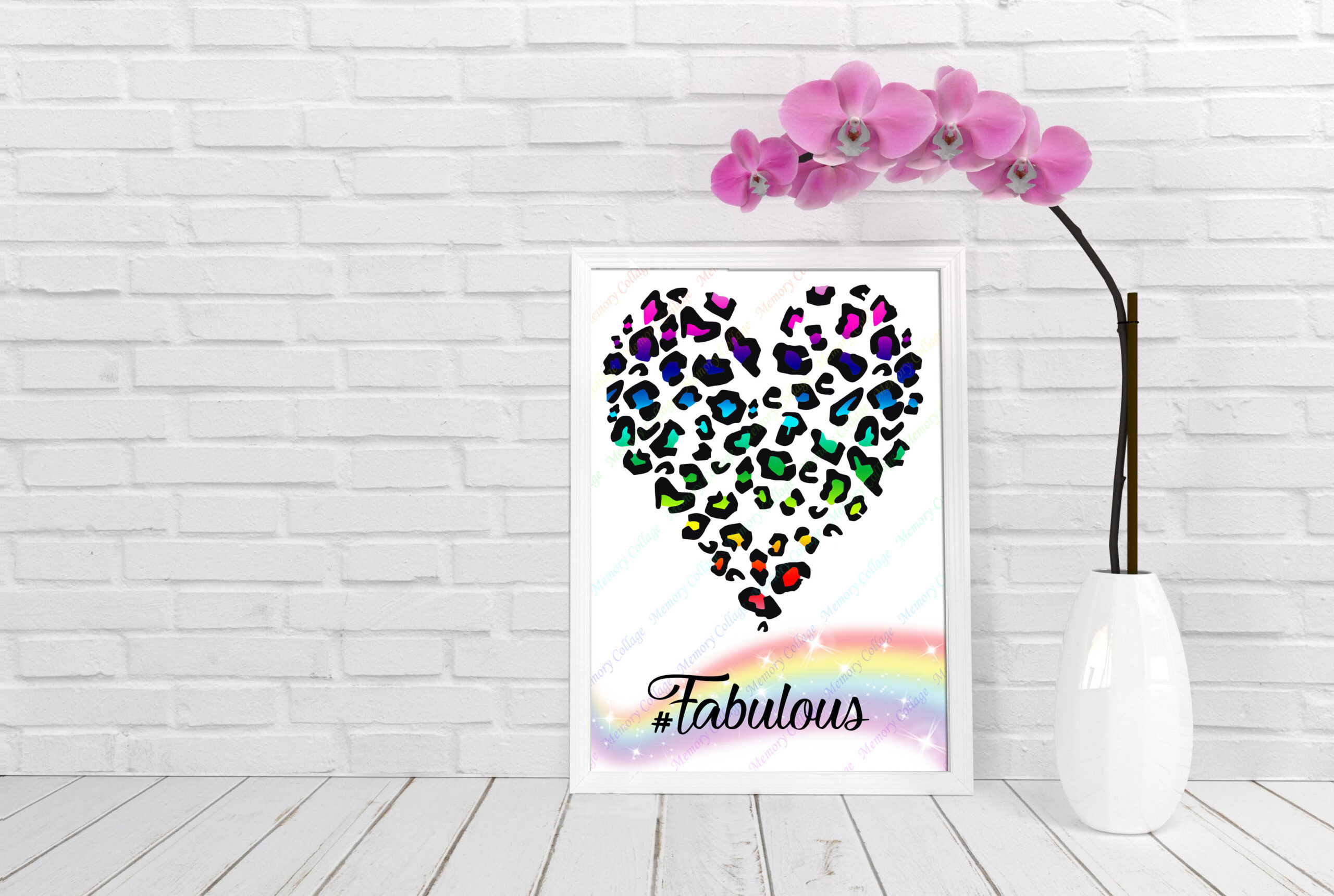 Rainbow Leopard Print Heart