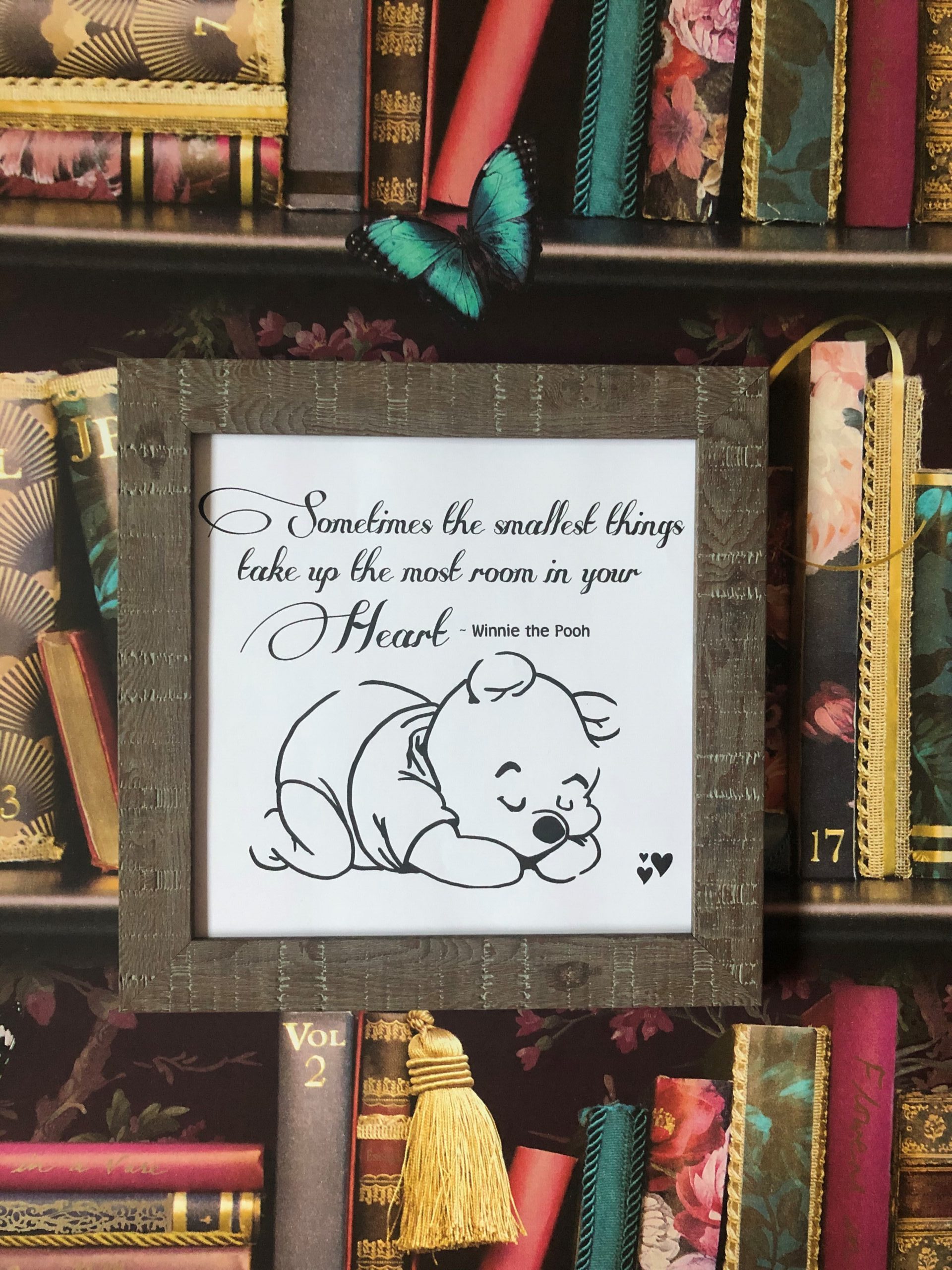 Winnie The Pooh Inspired Nursery Framed Rustic Print
