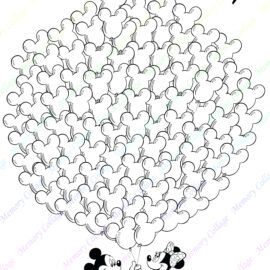 Disney 100 day Countdown - Disney Balloon Mickey and Minnie Colouring Chart